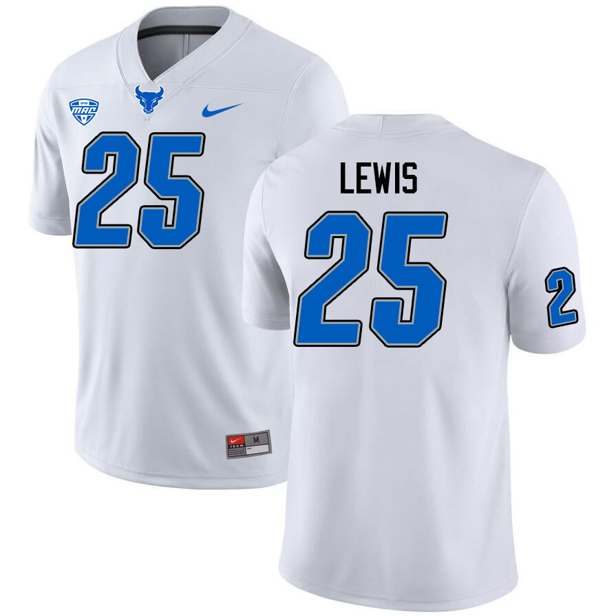 Buffalo Bulls #25 Jayden Lewis College Football Jerseys Stitched Sale-White